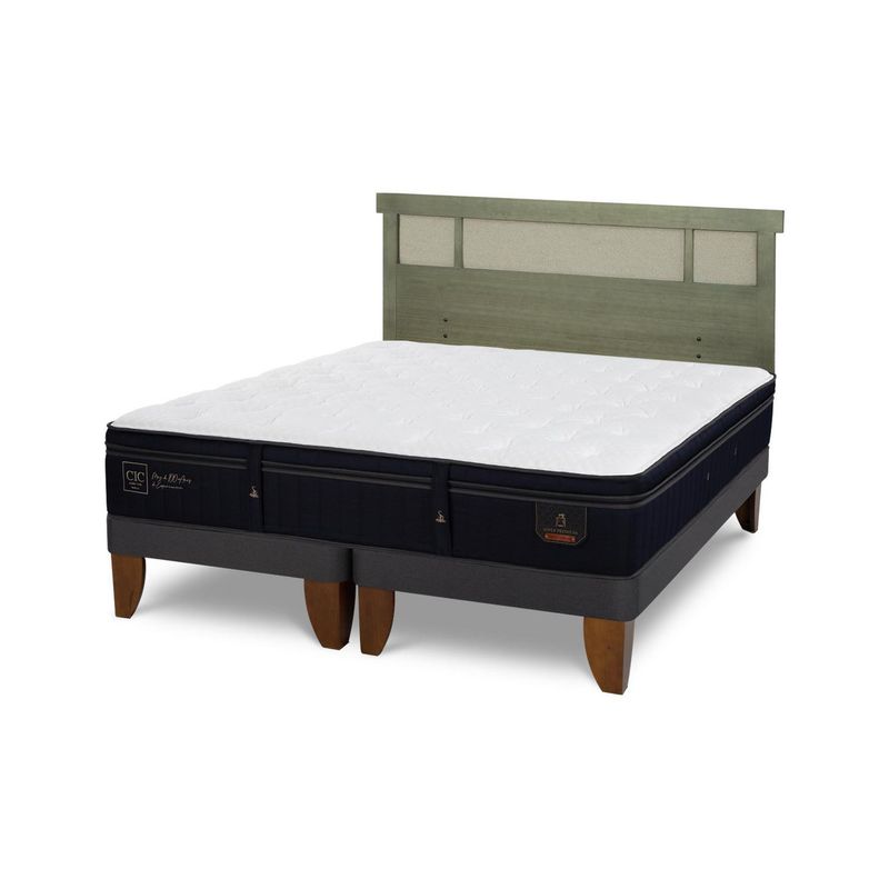 CIC - Cama Europea super premium 2p bd Respaldo Dublin olivo