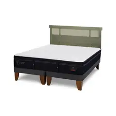 CIC - Cama Europea super premium 2p bd Respaldo Dublin olivo