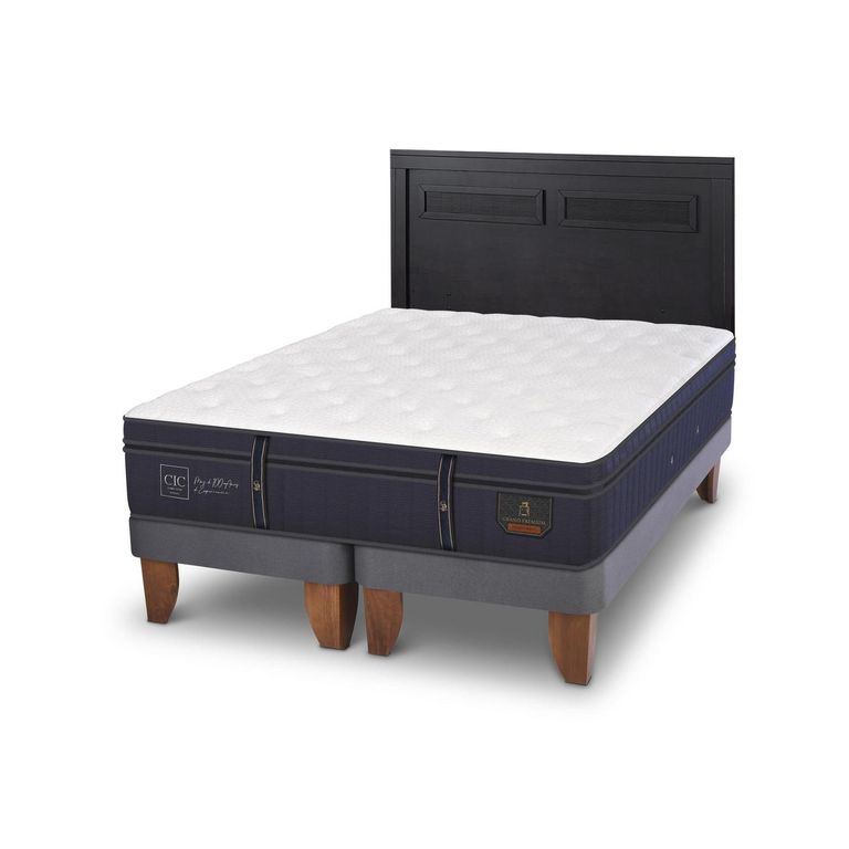 Cama Europea Grand Premium 2P Bd Respaldo Milan Negro