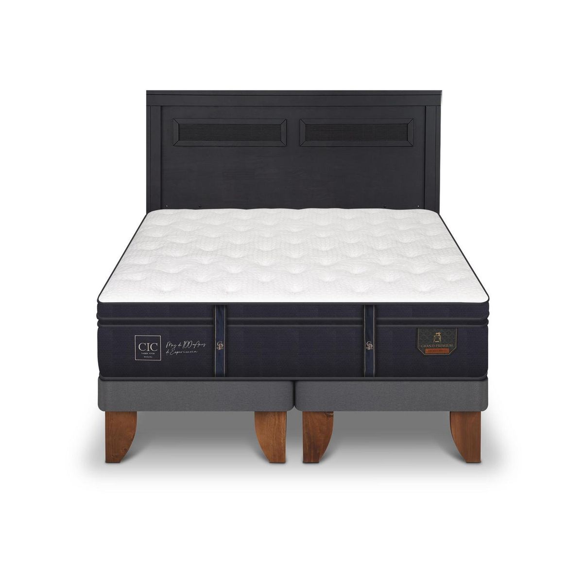 CIC - Cama Europea grand premium 2p bd Respaldo Milan negro