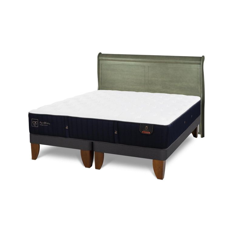 Cama Europea Premium 2P Bd Respaldo Miro Olivo