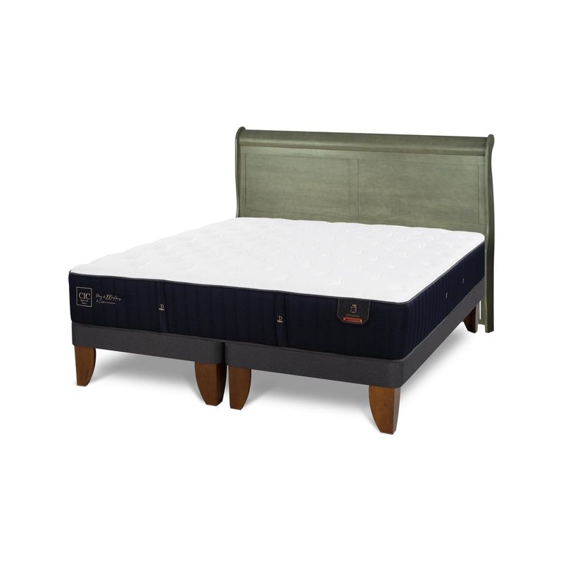 CIC - Cama Europea premium 2p bd Respaldo Miro olivo