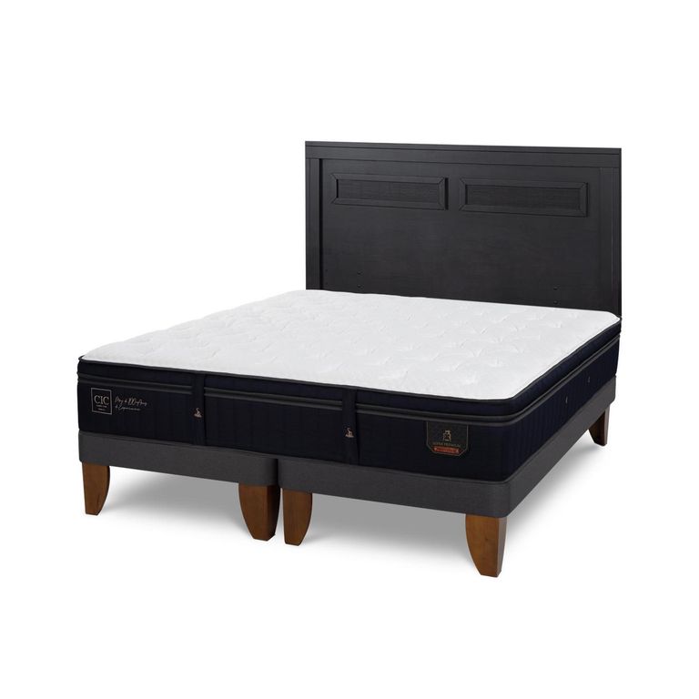 Cama Europea Super Premium 2P Bd Respaldo Milan Negro