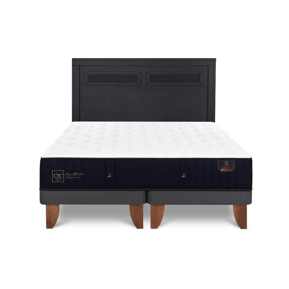 CIC - Cama Europea Premium King Respaldo Milan Negro