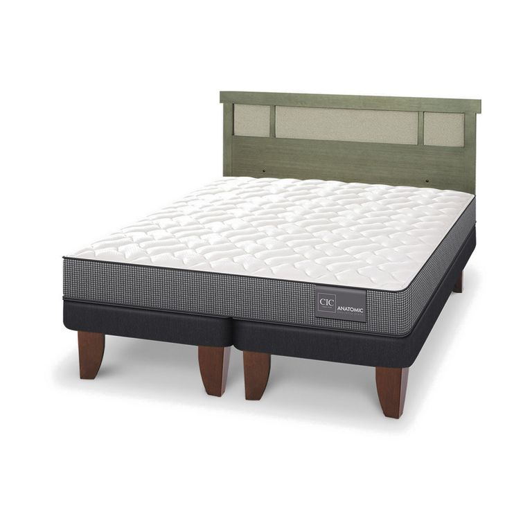 Cama Europea Anatomic 2P Bd Respaldo Dublin Olivo