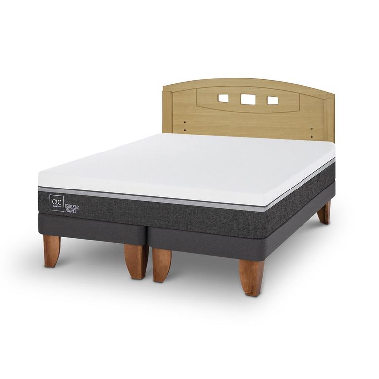 Cama Europea Ortopedic Advance 2P Bd Respaldo Gales Mostaza