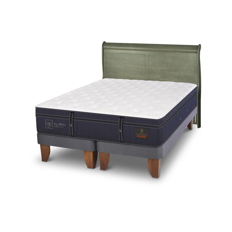 CIC - Cama Europea grand premium 2p bd Respaldo Miro olivo