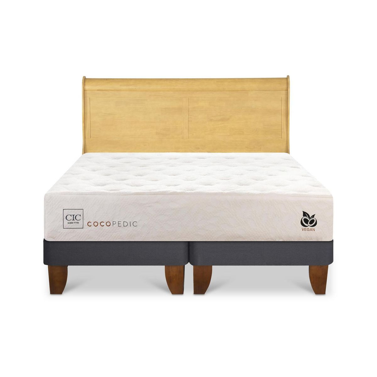 CIC - Cama Europea cocopedic 2p bd Respaldo Miro mostaza