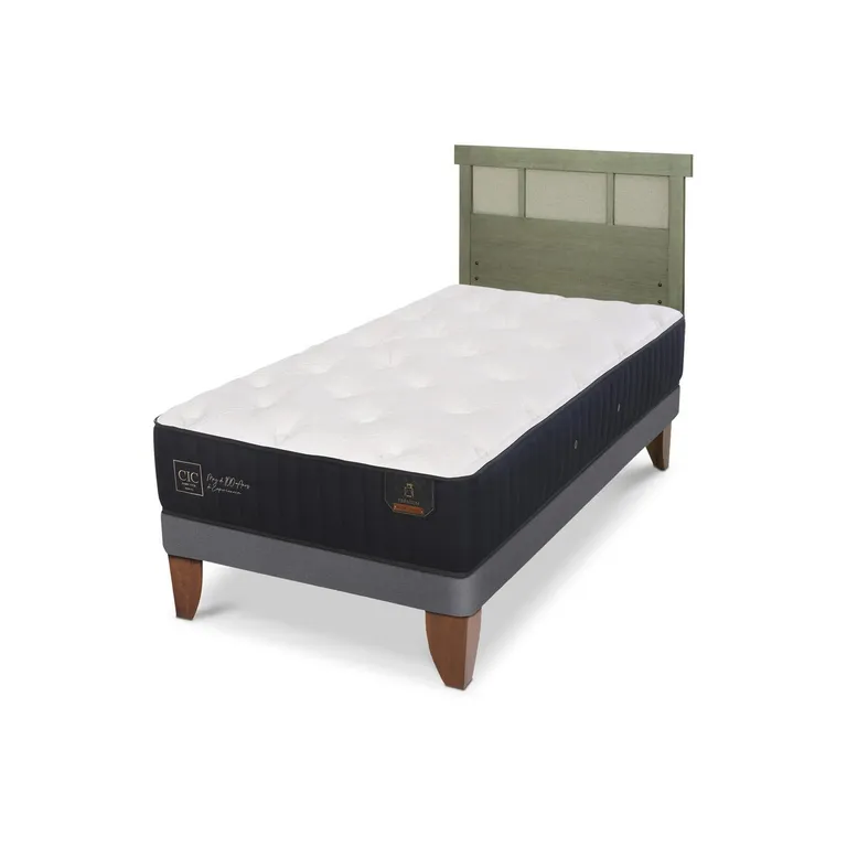 Cama Europea Premium 1.5P Respaldo Dublin Olivo
