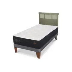 CIC - Cama Europea premium 1.5p Respaldo Dublin olivo
