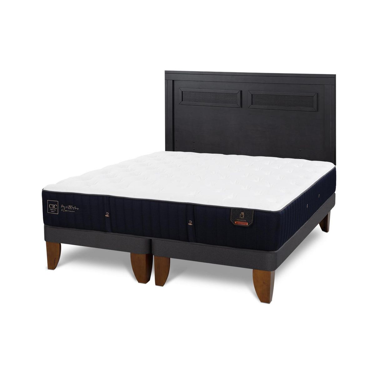 CIC - Cama Europea premium 2p bd Respaldo Milan negro