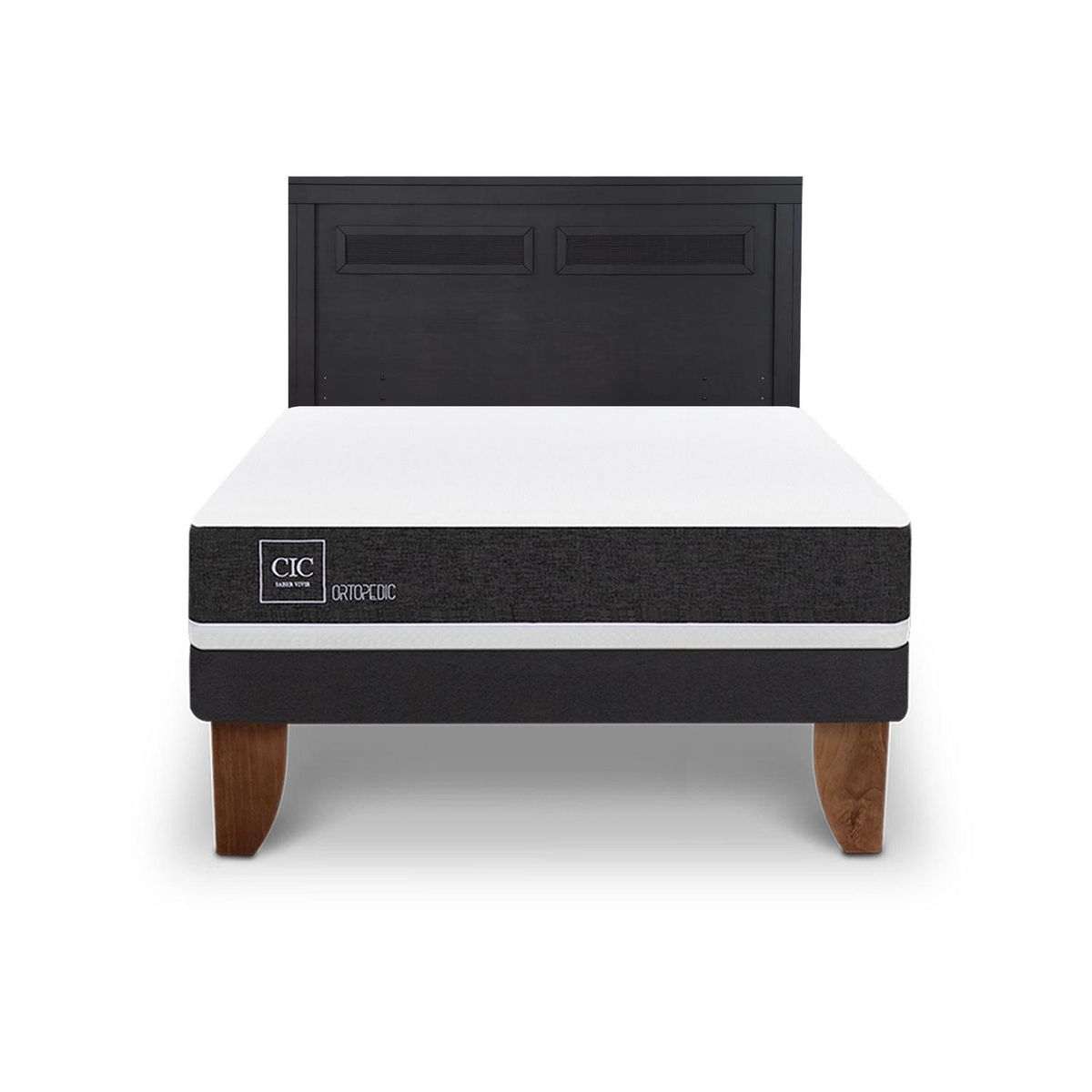 CIC - Cama Europea New Ortopedic 2P Bn Respaldo Milan Negro