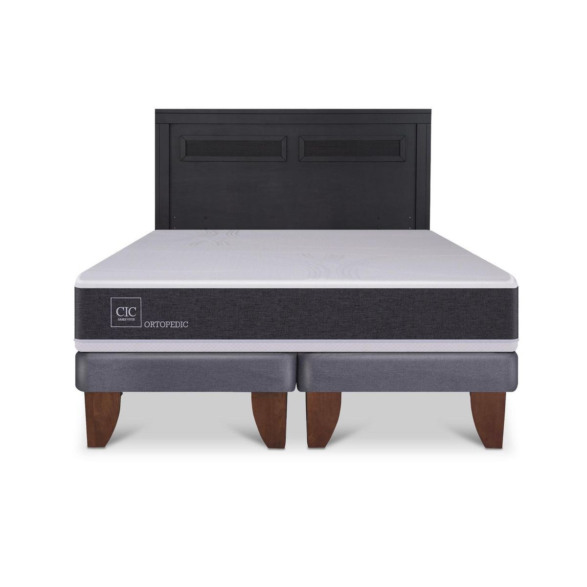 CIC - Cama Europea New Ortopedic 2p bd Respaldo Milan negro