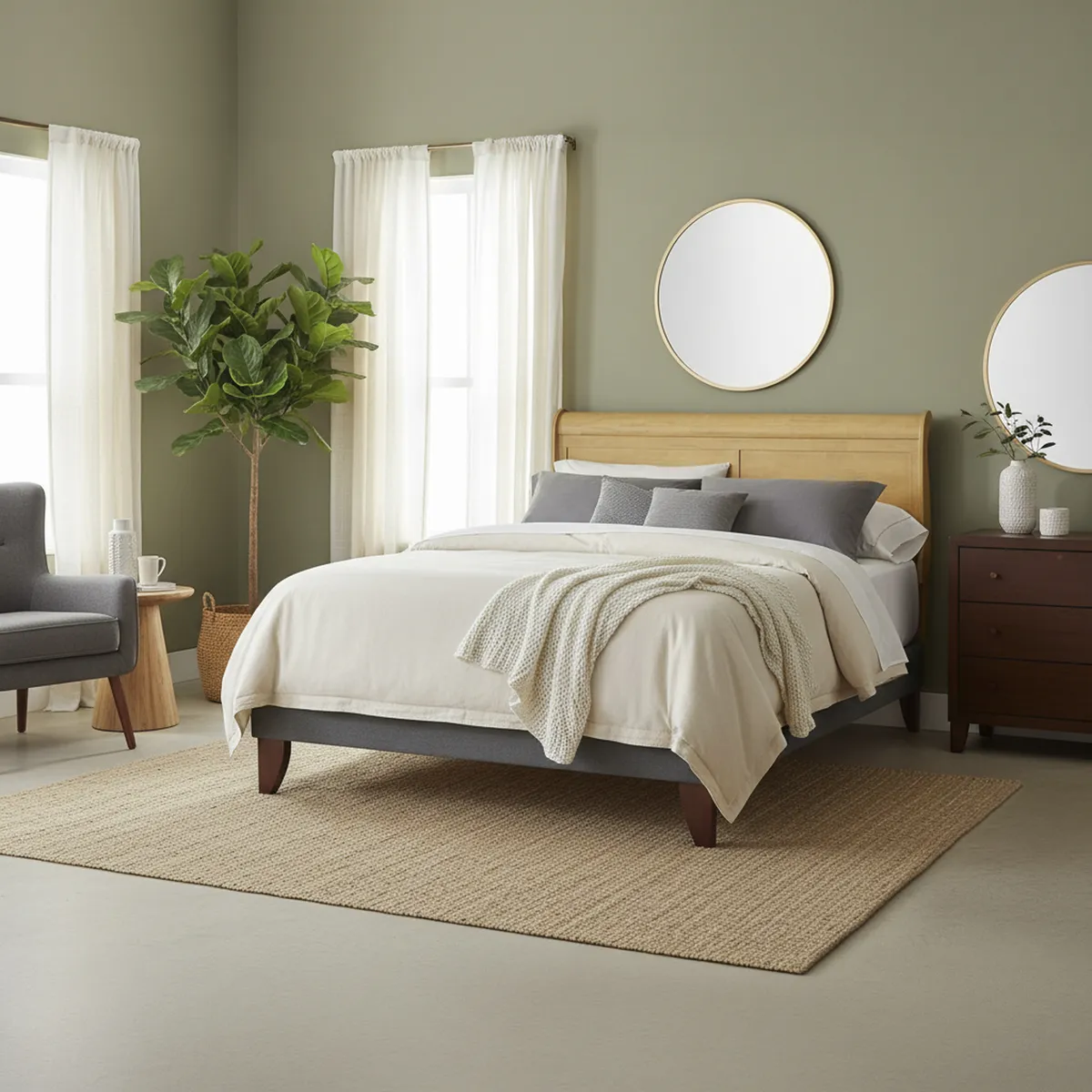 CIC - Cama Europea Lux 2P Bd Respaldo Miro Mostaza