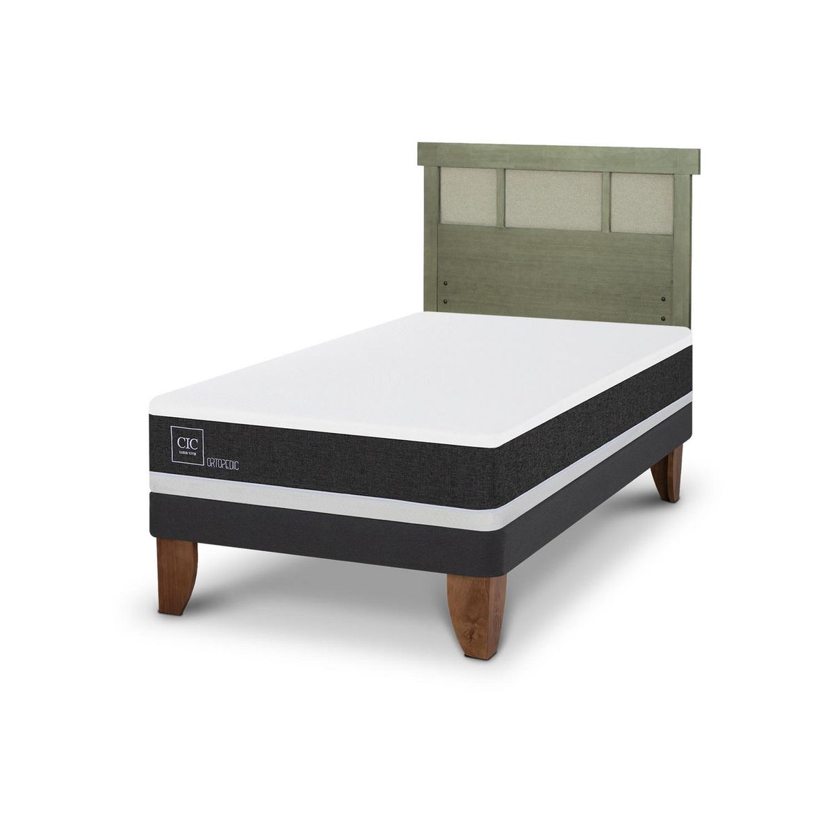 CIC - Cama Europea ortopedic 1.5p Respaldo Dublin olivo