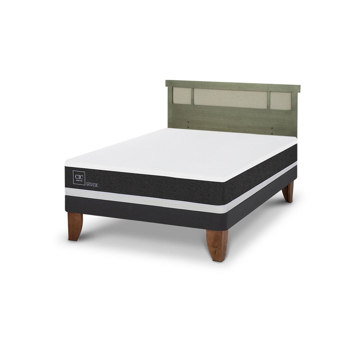 CIC - Cama Europea Ortopedic 2P Bn Respaldo Dublin Olivo