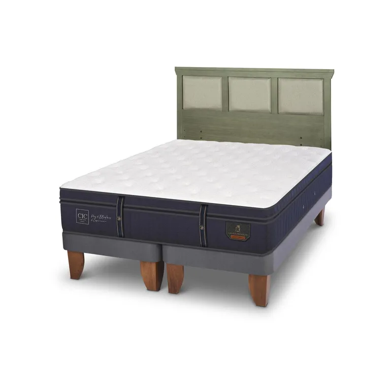 Cama Europea Grand Premium King Respaldo Torino Olivo