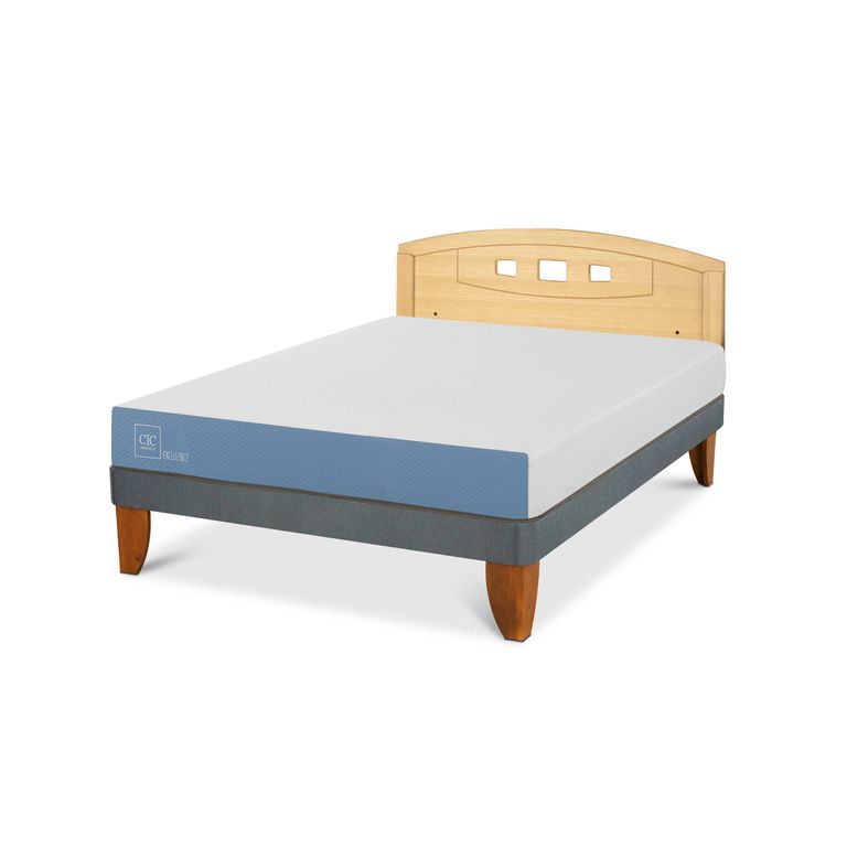 Cama Europea Excellence 2P Bn Respaldo Gales Mostaza