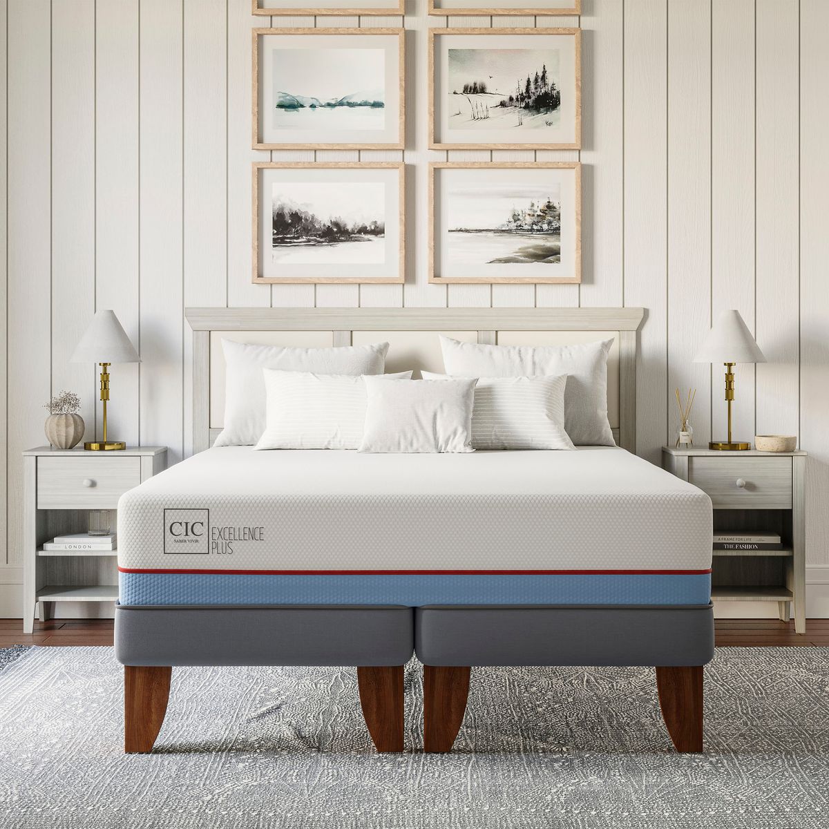 CIC - Cama Europea excellence plus 2p bd Respaldo Dublin olivo