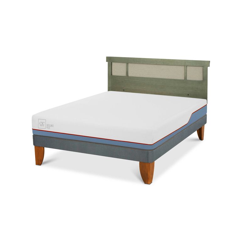 Cama Europea Excellence Plus 2P Bn Respaldo Dublin Olivo