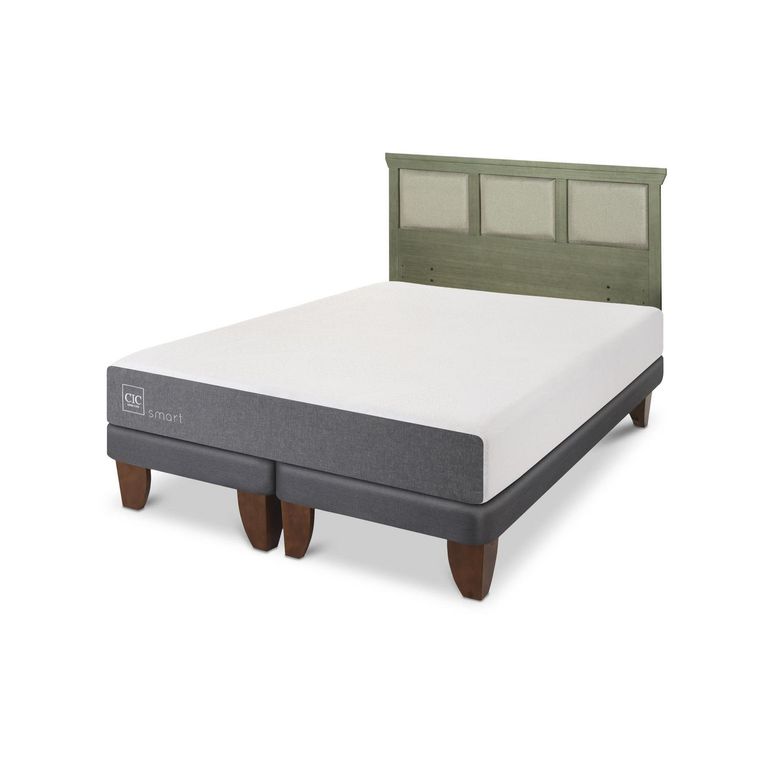 Cama Europea Smart 2P Bd Respaldo Torino Olivo