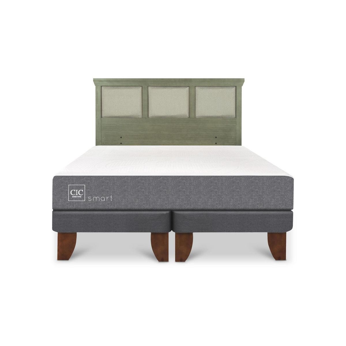 CIC - Cama Europea Smart 2P Bd Respaldo Torino Olivo