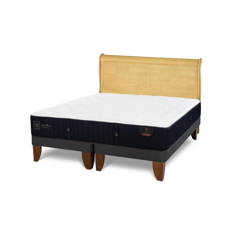 CIC - Cama Europea premium king Respaldo Miro mostaza