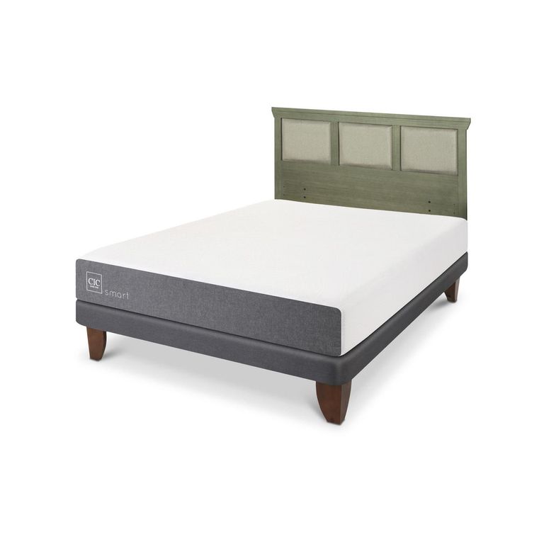Cama Europea Smart 2P Bn Respaldo Torino Olivo