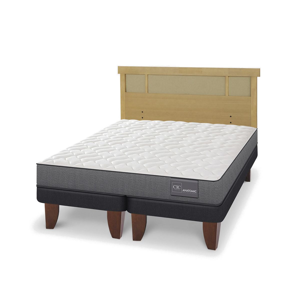CIC - Cama Europea Anatomic King Respaldo Dublin Mostaza