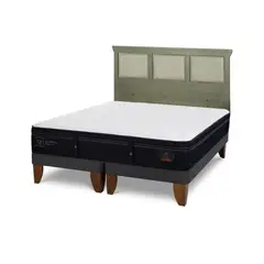 CIC - Cama Europea super premium king Respaldo Torino olivo