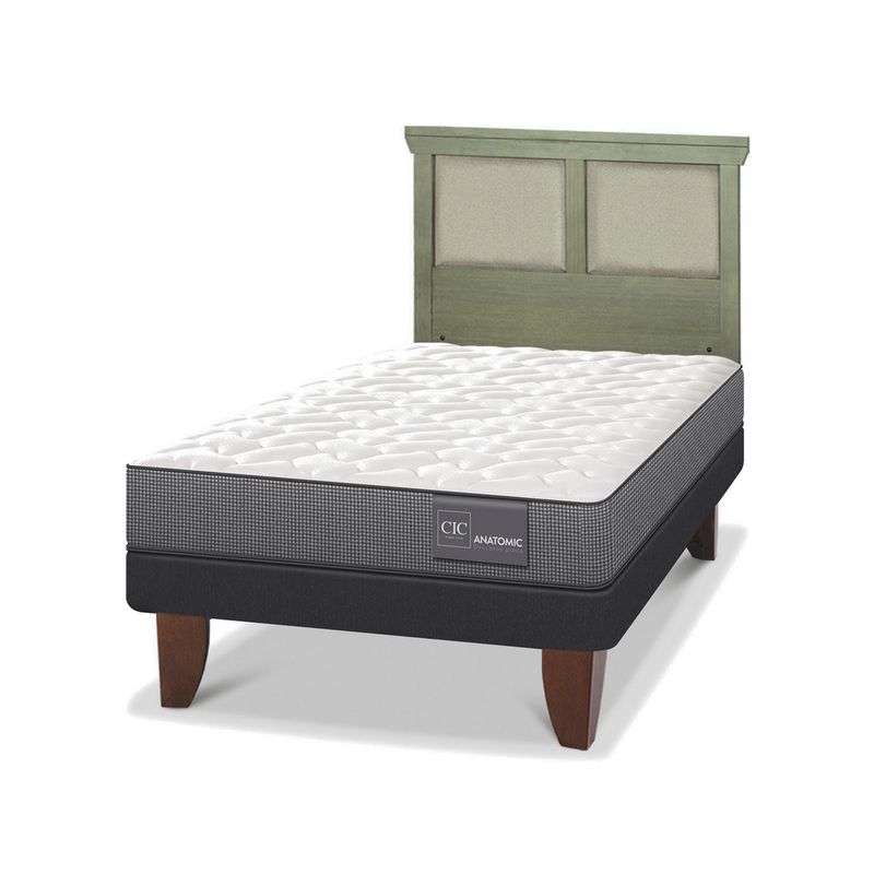 CIC - Cama Europea anatomic 1.5p Respaldo Torino olivo
