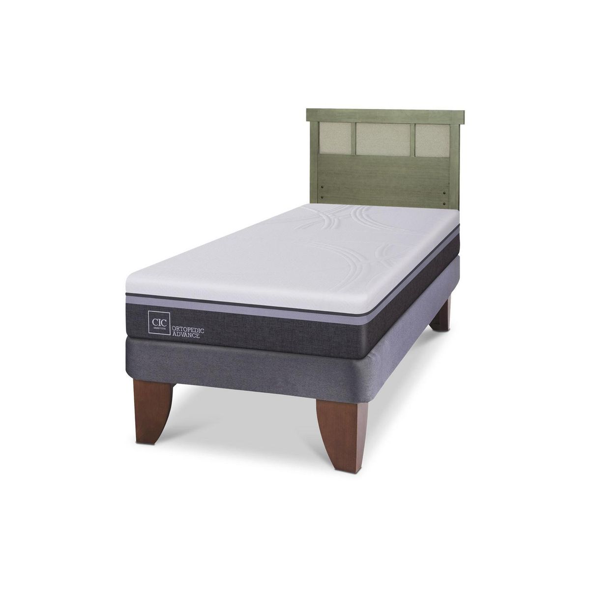 CIC - Cama Europea Ortopedic Advance 1.5P Respaldo Dublin Olivo