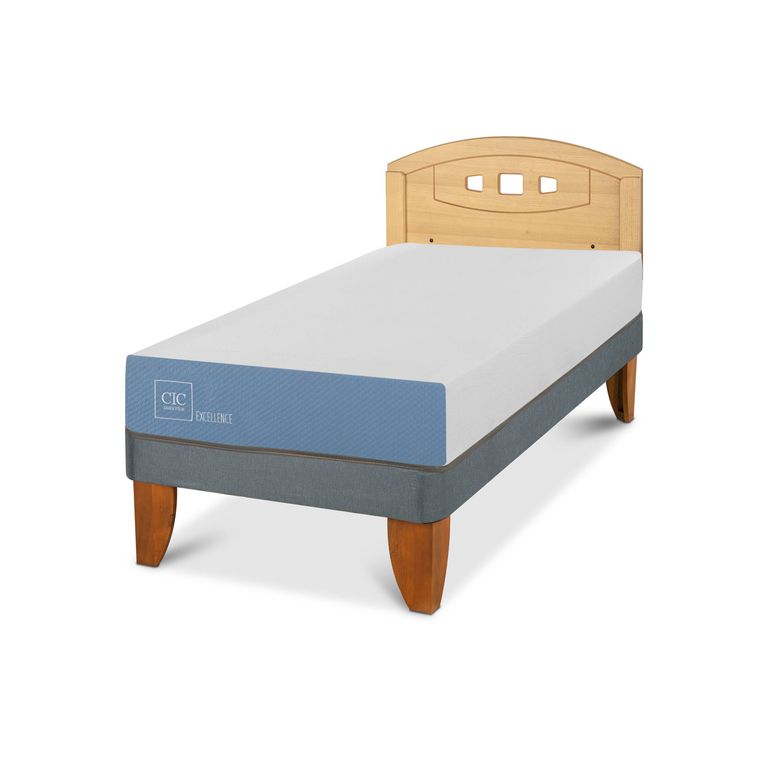 CIC Cama Europea Excellence 1P Respaldo Gales Mostaza