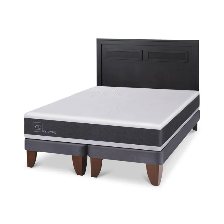 Cama Europea New Ortopedic King Respaldo Milan Negro