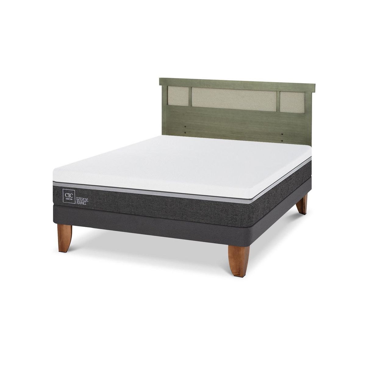 CIC - Cama Europea ortopedic advance 2p bn Respaldo Dublin olivo