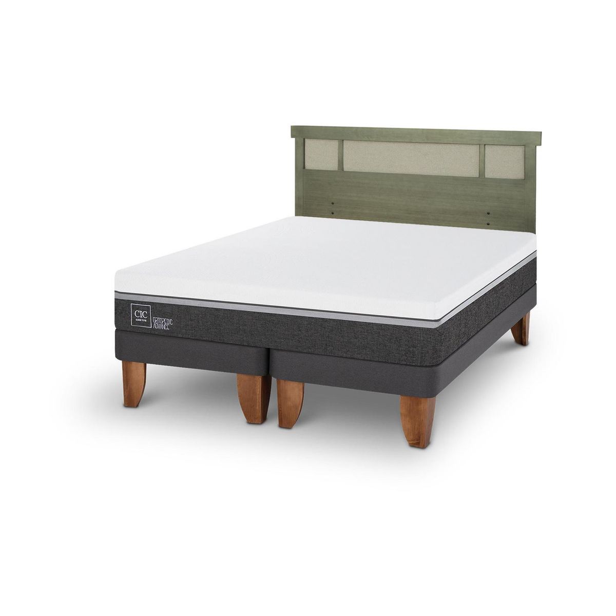 CIC - Cama Europea ortopedic advance 2p bd Respaldo Dublin olivo