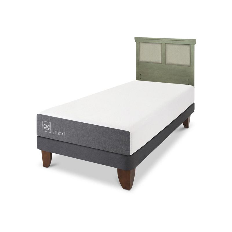 CIC - Cama Europea Smart 1p respaldo Torino olivo