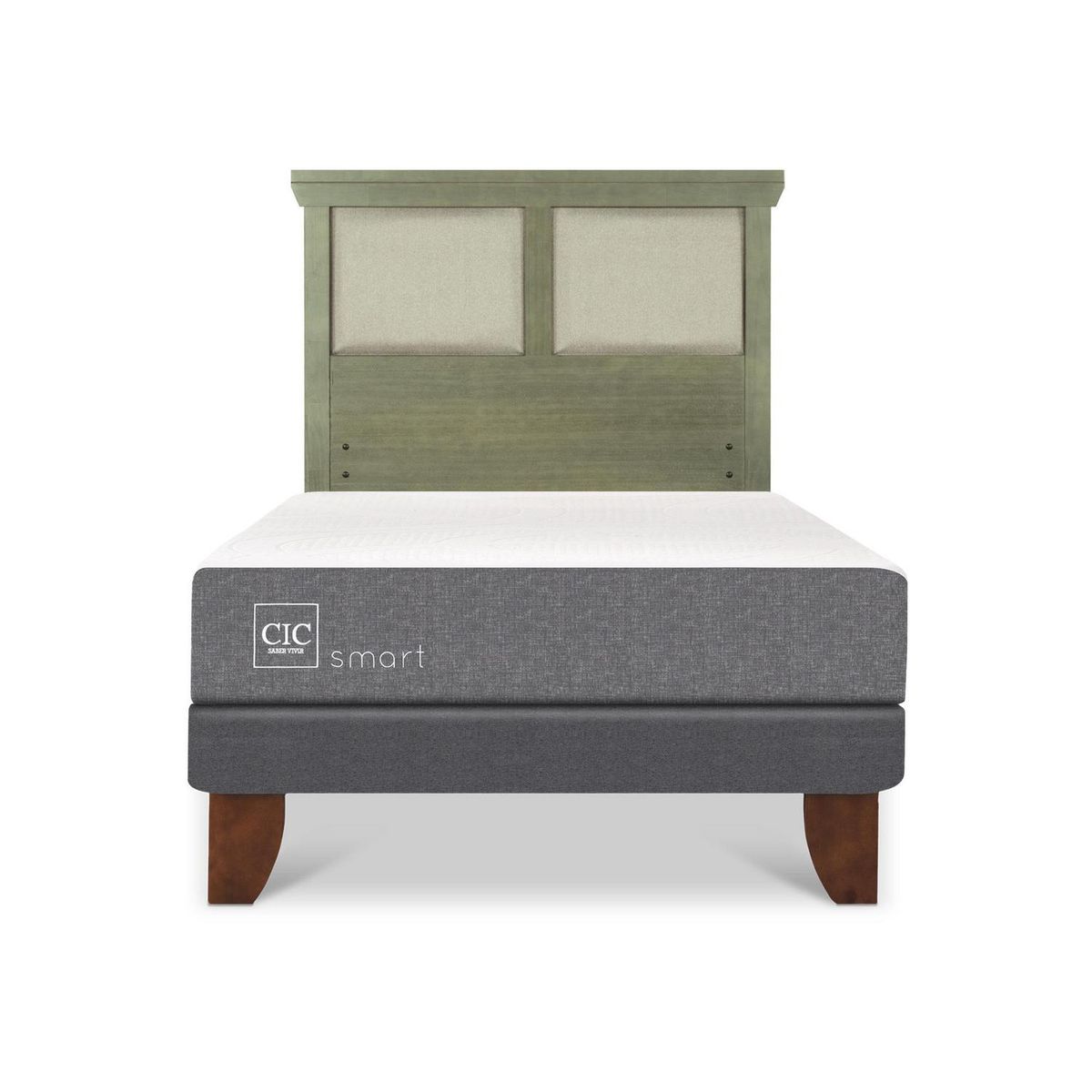 CIC - Cama Europea Smart 1.5P Respaldo Torino Olivo