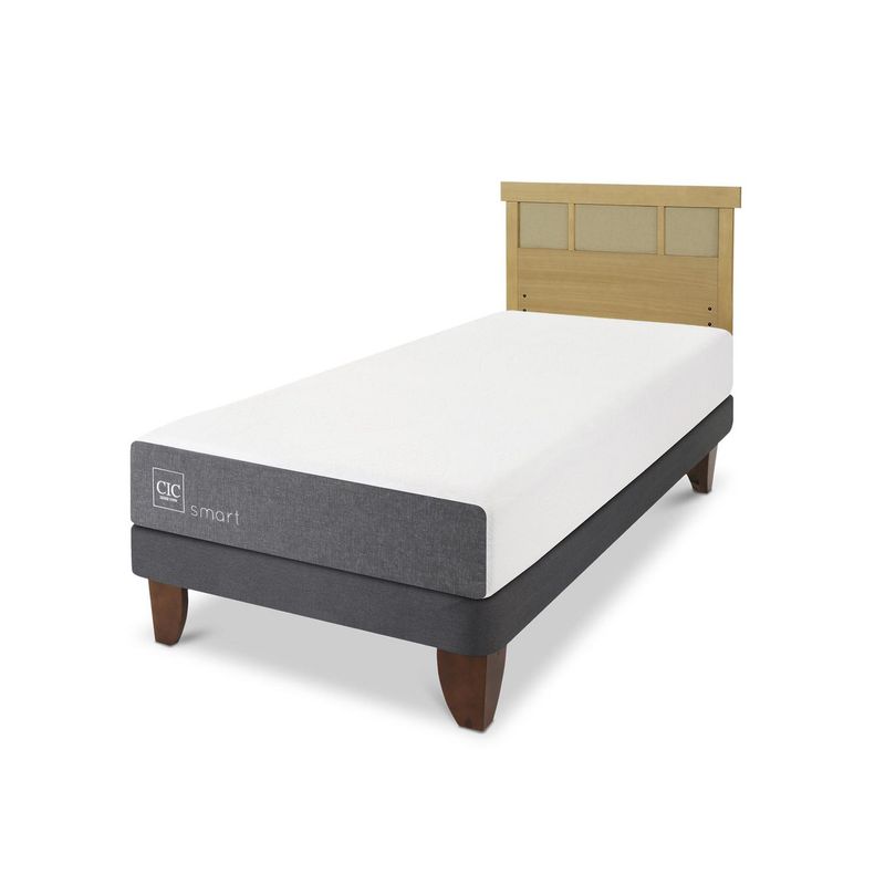CIC - Cama Europea Smart 1.5p respaldo Dublin mostaza