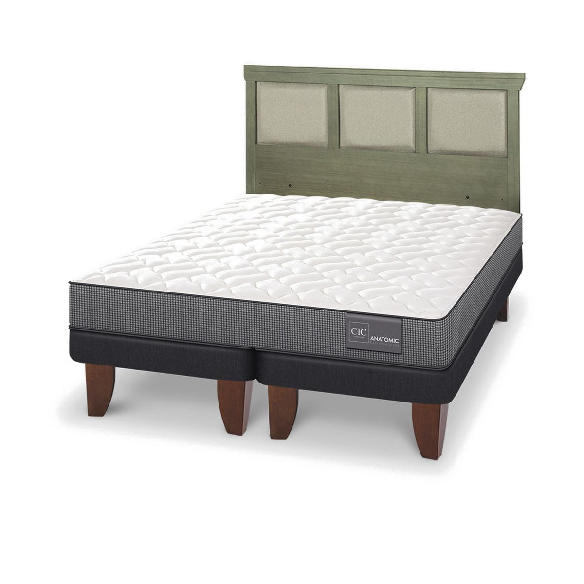 CIC - Cama Europea anatomic 2p bd Respaldo Torino olivo