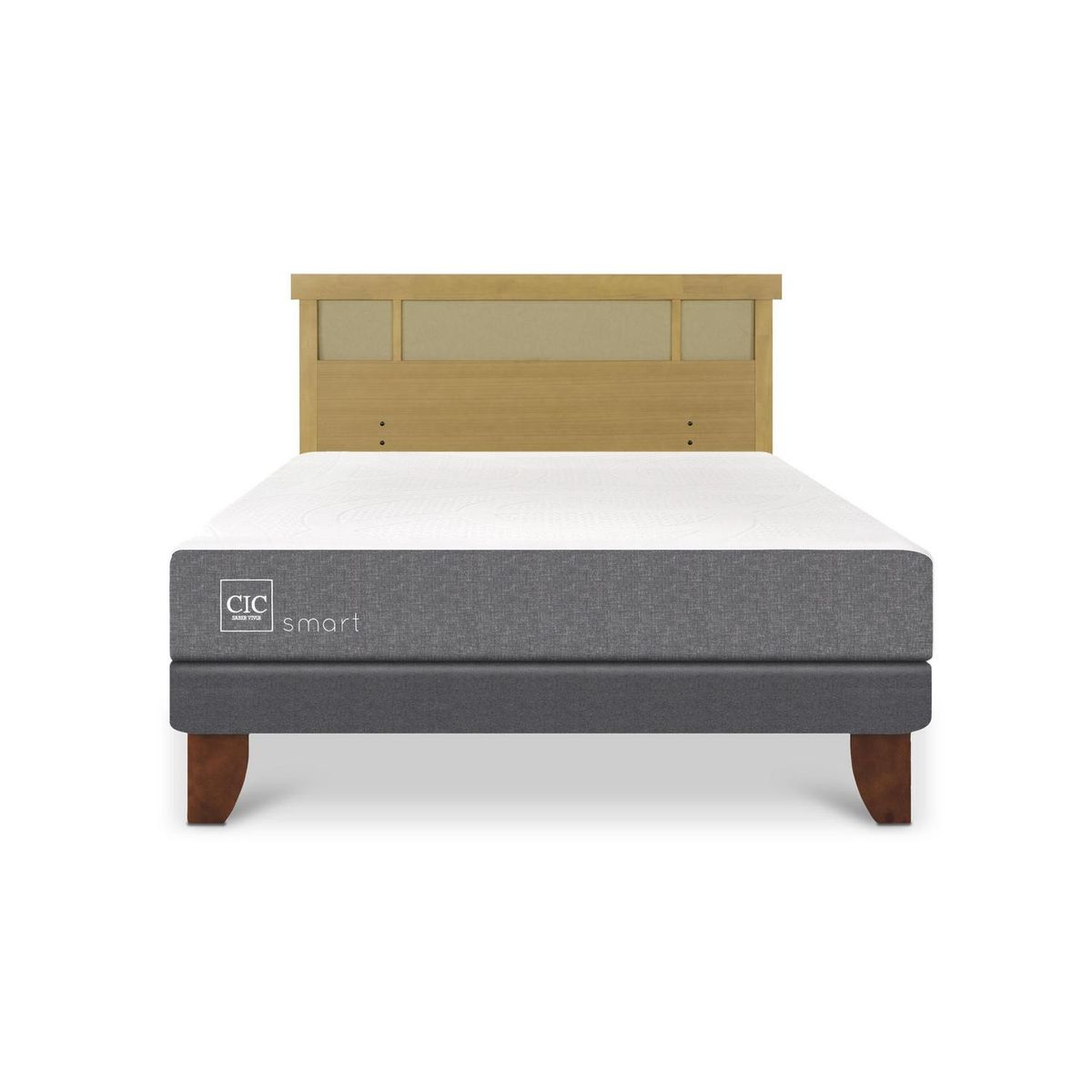 CIC - Cama Europea Smart 2P Bn Respaldo Dublin Mostaza