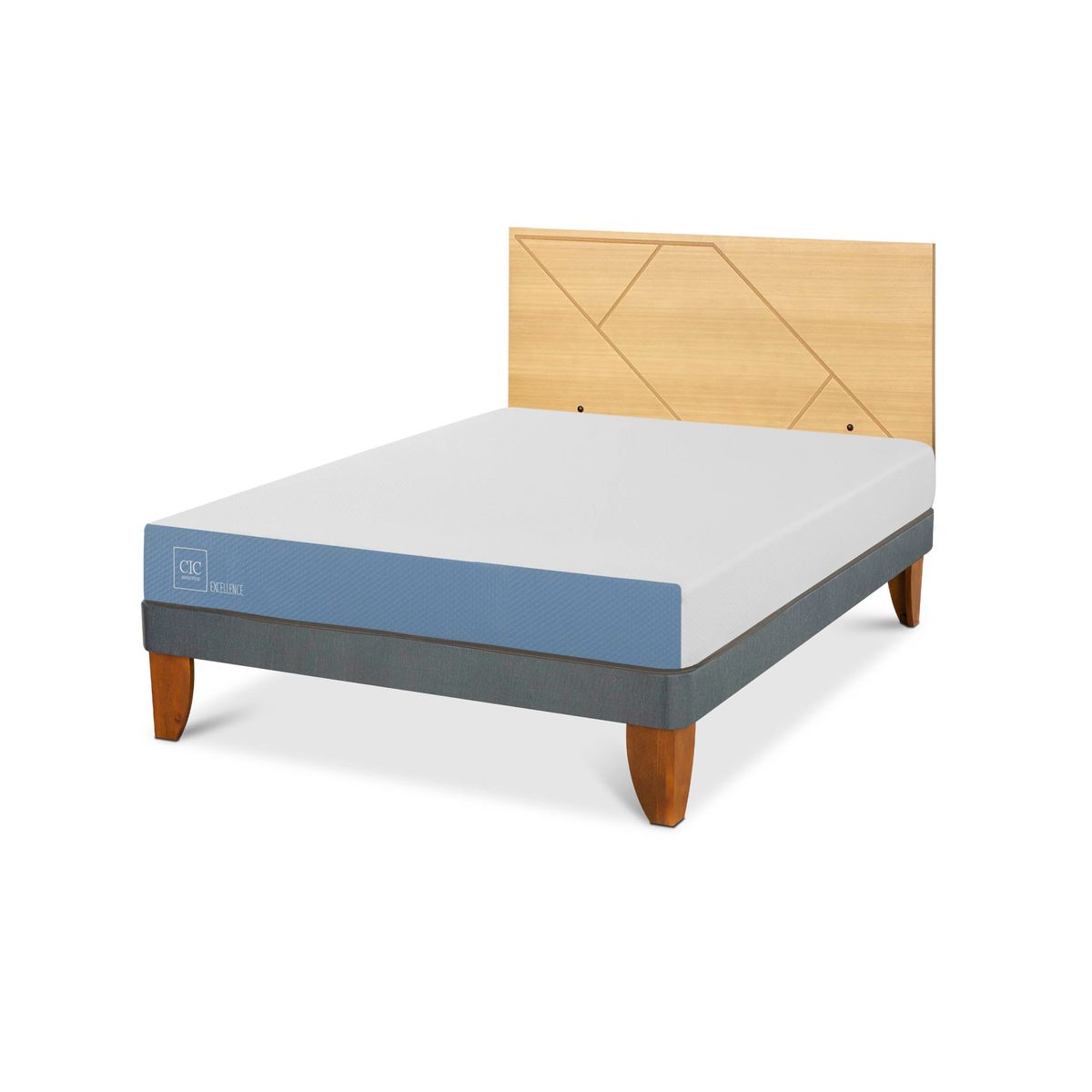 CIC - Cama Europea excellence 2p bn Respaldo Villarrica mostaza