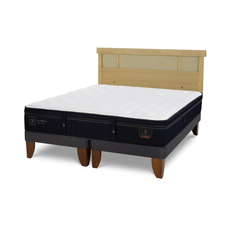 CIC - Cama Europea super premium 2p bd Respaldo Dublin mostaza