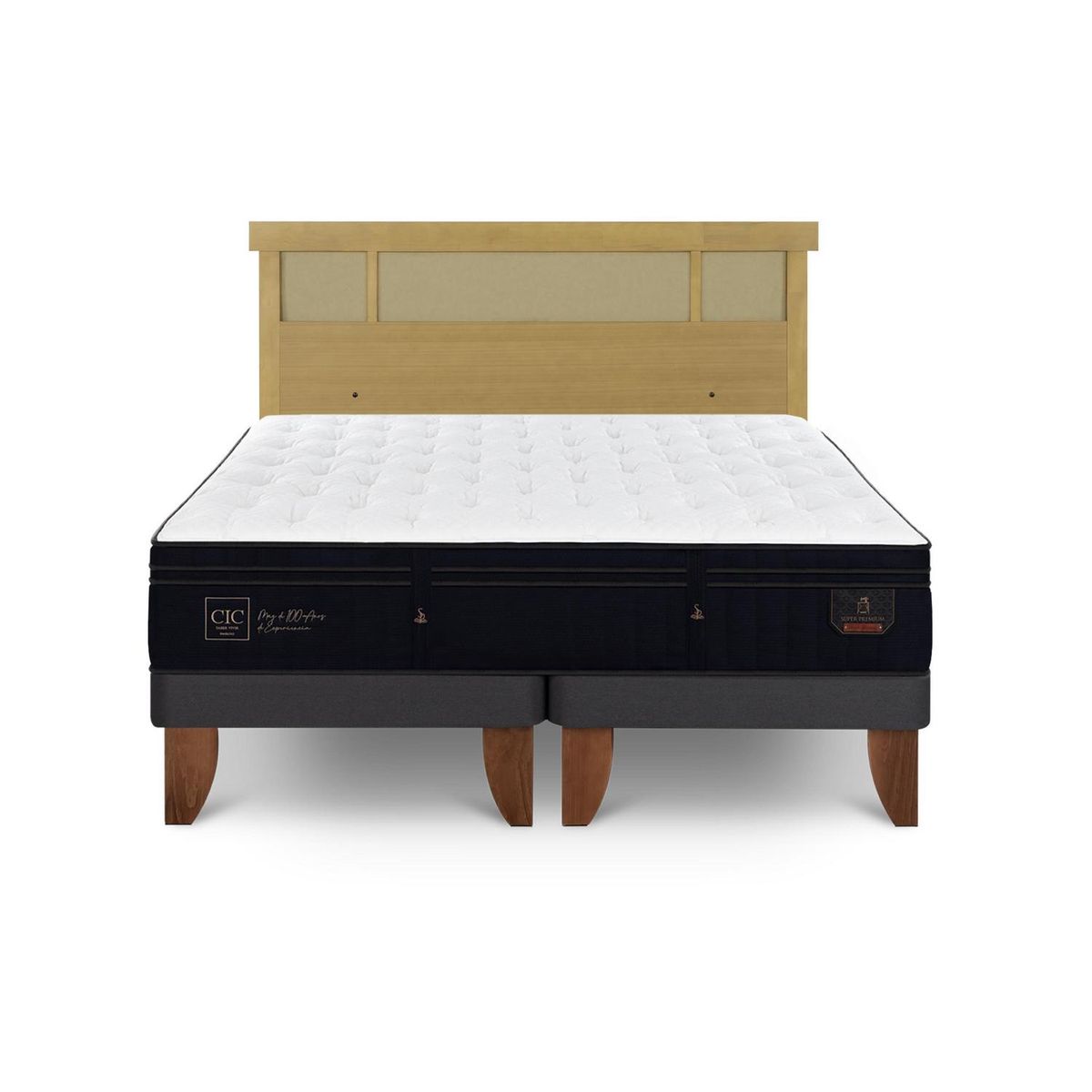 CIC - Cama Europea Super Premium 2P Bd Respaldo Dublin Mostaza