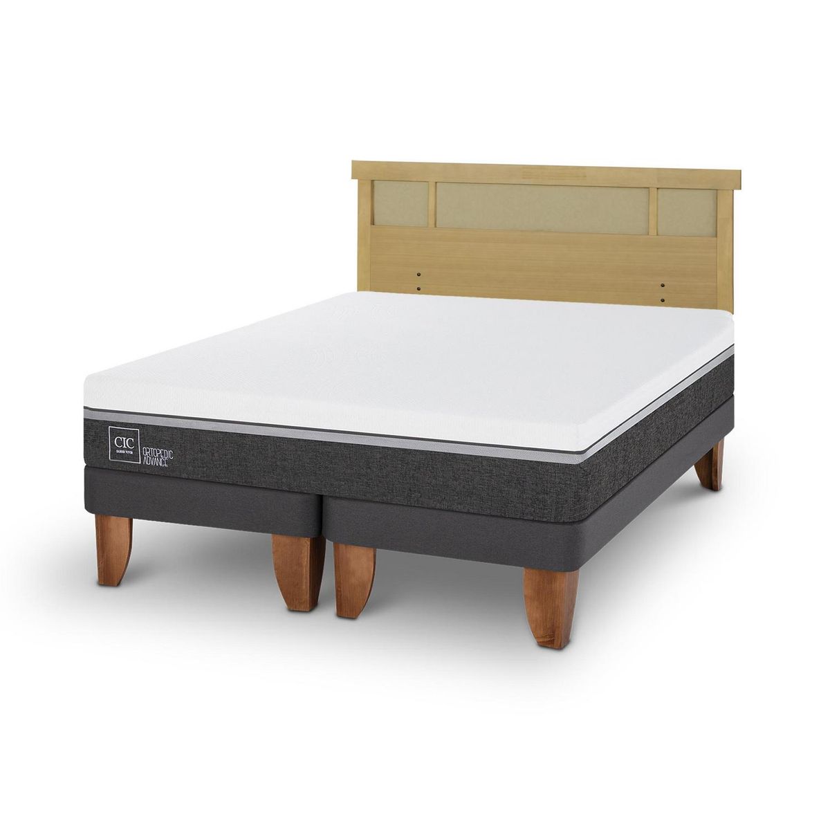 CIC - Cama Europea ortopedic advance 2p bd Respaldo Dublin mostaza