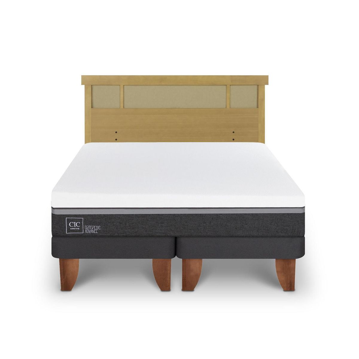 CIC - Cama Europea ortopedic advance 2p bd Respaldo Dublin mostaza