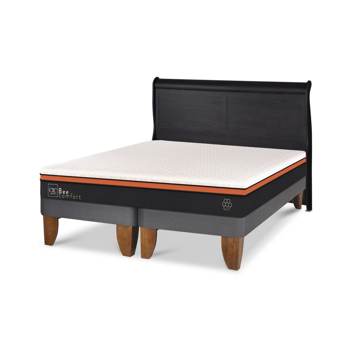 CIC - Cama Europea beecomfort king Respaldo Miro negro