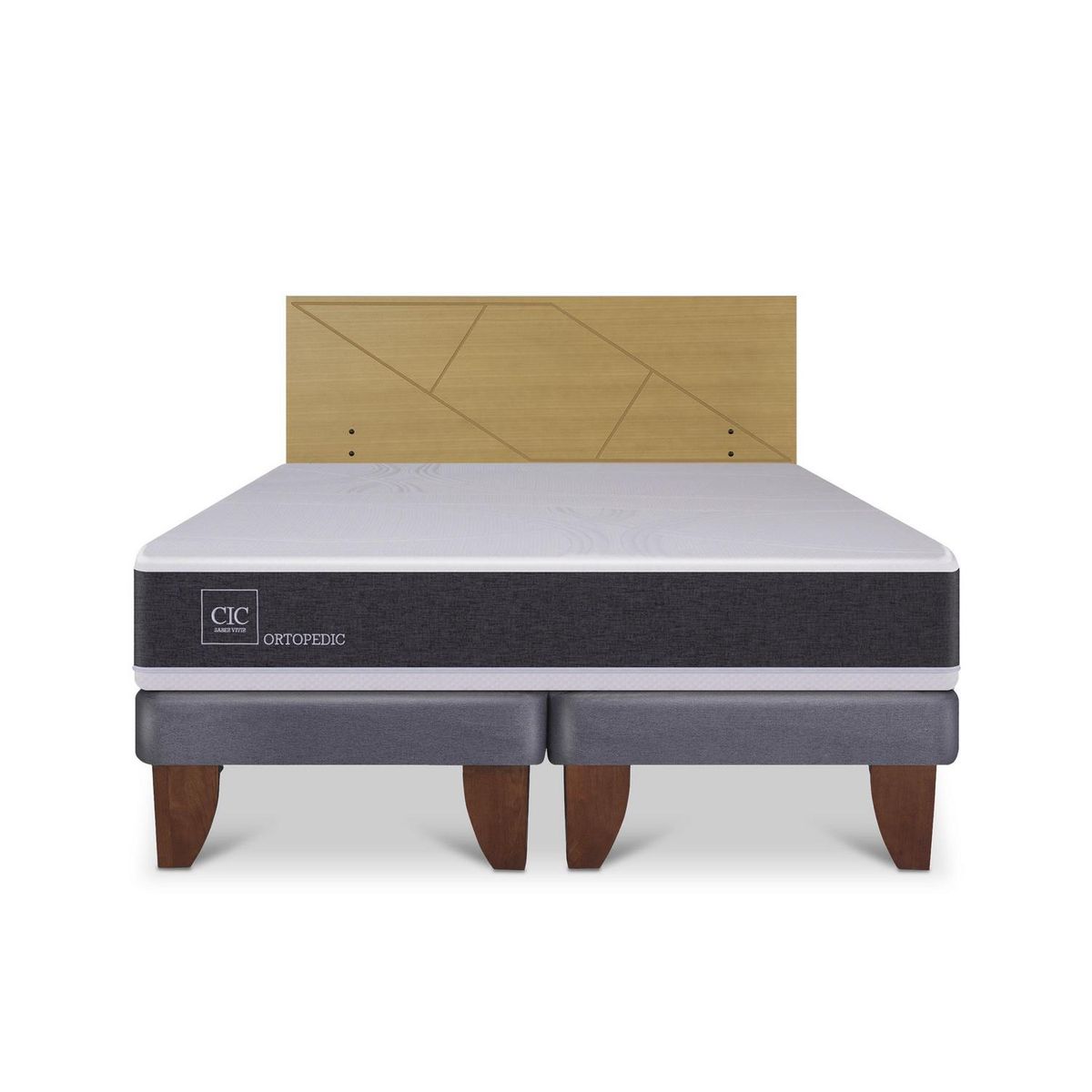 CIC - Cama Europea ortopedic 2p bd Respaldo Villarrica mostaza