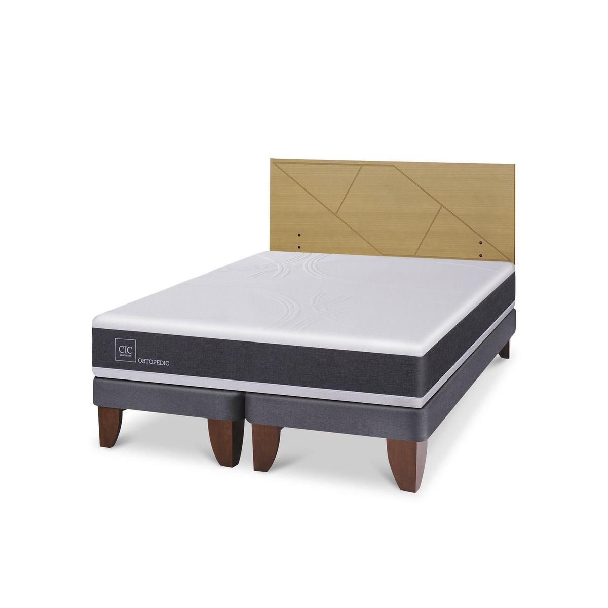 CIC - Cama Europea ortopedic king Respaldo Villarrica mostaza