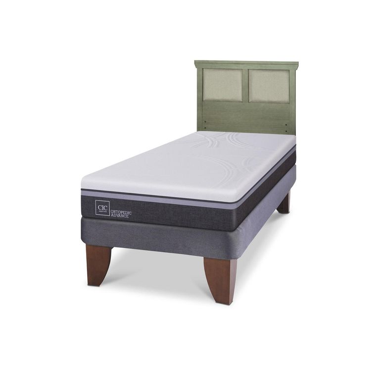 Cama Europea Ortopedic Advance 1.5P Respaldo Torino Olivo